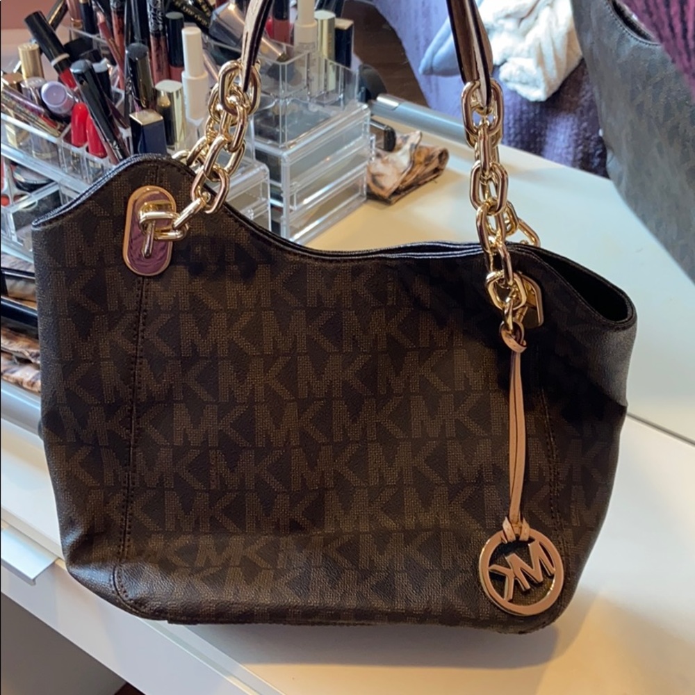 MK logo bag with gold chain handle